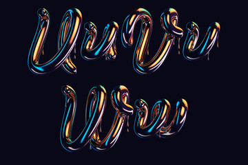 3d render of dark font with dripping glossy effect
