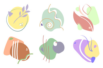 Set Of Contremporary Geometric Elements In Pastel Colors Vector Illustration