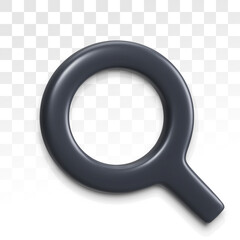 Loupe or magnifying glass icon. Web search, search engine or search bar concept. UI element for web design or mobile apps. Realistic 3D vector illustration isolated on transparent background