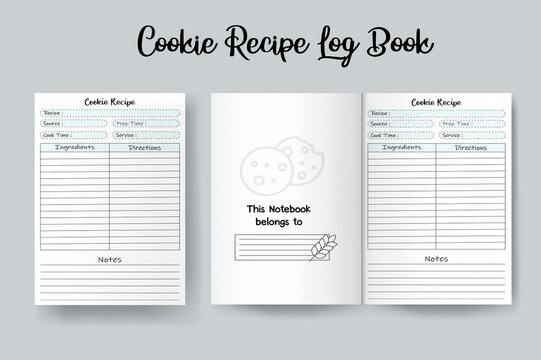 Cookie recipe log book template design vector