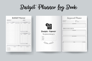 Budget Planner log book template design vector
