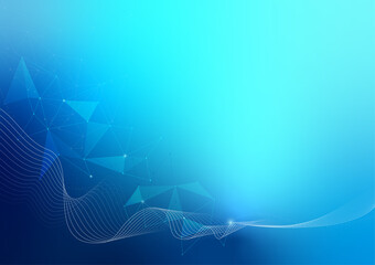 Blue Color Dynamic Wave and Low Poly Futuristic Tecnology Abstract Background