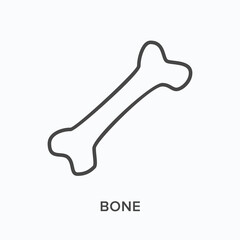 Bone flat line icon. Vector outline illustration of doggy toy. Black thin linear pictogram for anatomy