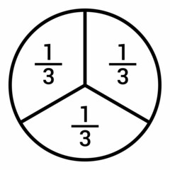 one third fraction circle with fraction number