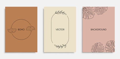 Vector design templates design with flowers and leaves. Frames with botanical elements, logo for your design.