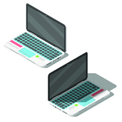 Set Isometric Collection 3D Device NoteBook Technology Equipment Appliances Element Vector Design Style