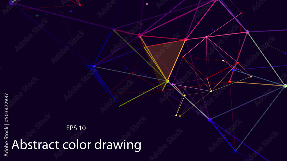 Poster The combination of color forms in space on a dark background. Abstract vector illustration.