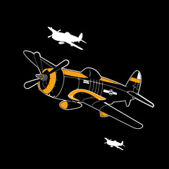 Aircraft tattoo design tshirt vector in the sky 