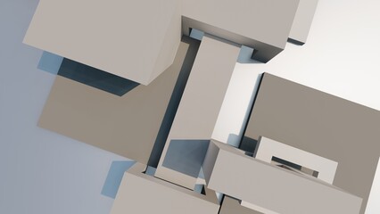 Fototapeta na wymiar 3d rendering architecture background geometric shapes buildings top view