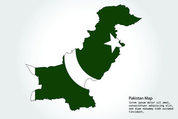 Pakistan Map stripes. Vector illustration Color on White Backgound