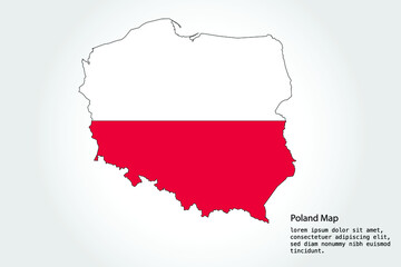 Poland Map stripes. Vector illustration Color on White Backgound
