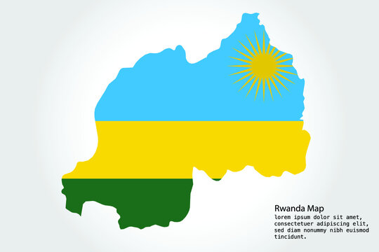Rwanda Map stripes. Vector illustration Color on White Backgound