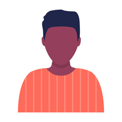 Man avatar character. Male African portrait. Flat design. Vector isolated on white.