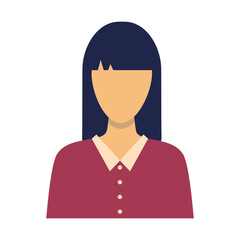 Woman avatar character. Female Asian portrait. Flat design. Vector isolated on white.