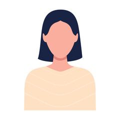 Woman avatar character. Female portrait. Flat design. Vector isolated on white.