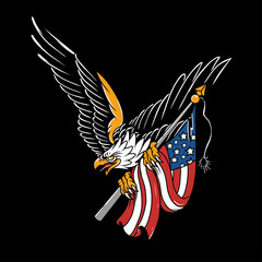  American eagle tattoo tshirt design with flag