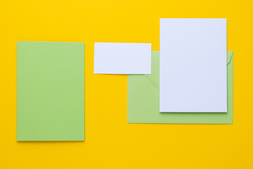 Set of branding elements in spring colour. Mock up for graphic designers presentations or business portfolios.