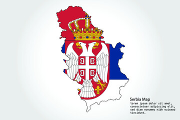 Serbia Map stripes. Vector illustration Color on White Backgound