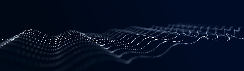Futuristic wave. Network connection structure in cyberspace. 3D rendering.