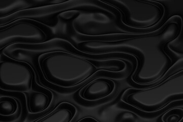 Black curve background with volume folds 3d illustration