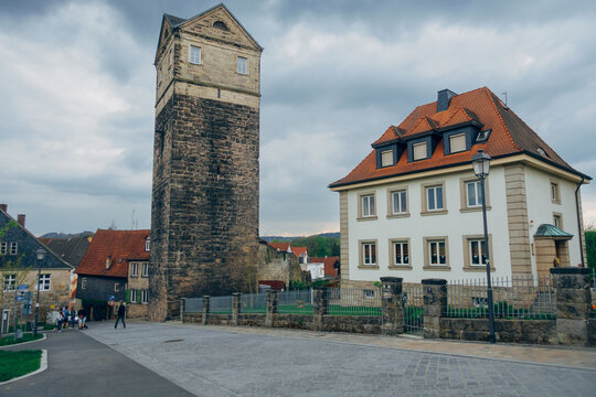 Famous city tower in the city Kronach in Upper Franconia, Bavaria