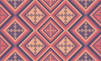 Geometric ethnic tribal seamless pattern. Traditional design for background, wallpaper, paper, packaging, fabric, clothing, wrapping, carpet, tile, decoration, vector illustration, embroidery style.