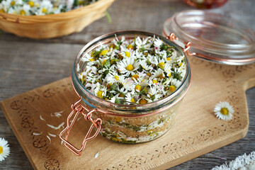 Preparation of herbal syrup from common daisy flowers in spring