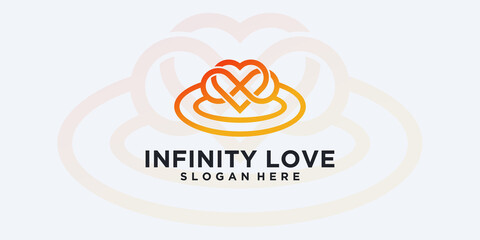Minimalist elegant infinity love logo. Luxury beauty salon, fashion, skin care, cosmetic, yoga and spa products
