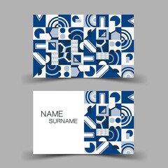 Blue business card design. Inspiration from memphis art. Editable vector design. illustration EPS10