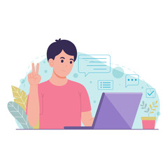 Man working with computer