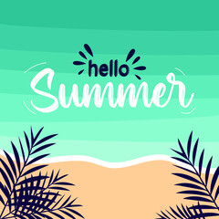 Fototapeta na wymiar Summer time fun concept design. Creative background of landscape, panorama of sea and beach on sunglasses. Summer sale, post template
