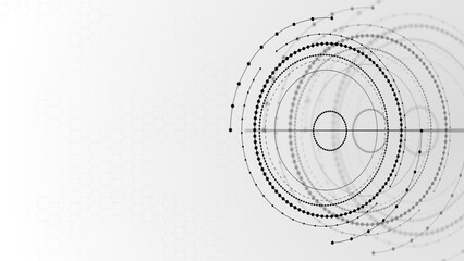 Gray tech background with a geometric 3D HUD structure. Clean, minimal design with simple futuristic forms. Medical, technology, or science concept. 3D Render