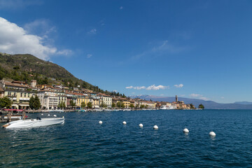 Fototapeta na wymiar Salo', Lago di Garda, Italy - March 11, 2022: Salo' small town on Lake Garda in summer, Italy