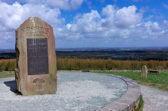 Old Pale at Delamere Forest on top of Old Pale hill at a height of 176 Metres with views across Manchester to the Pennine hills is the distance