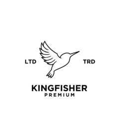 simple kingfisher line logo vector design isolated white background