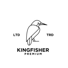 simple kingfisher line logo vector design isolated white background