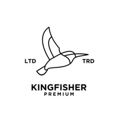 simple kingfisher line logo vector design isolated white background