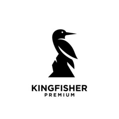 simple kingfisher black logo vector design isolated white background