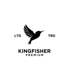 simple kingfisher black logo vector design isolated white background