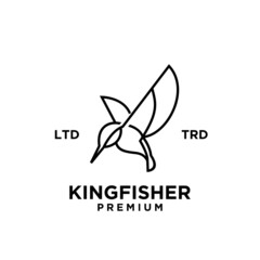 simple kingfisher line logo vector design isolated white background