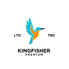 flying simple kingfisher color logo vector design 