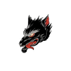Black old school wolf tattoo design
