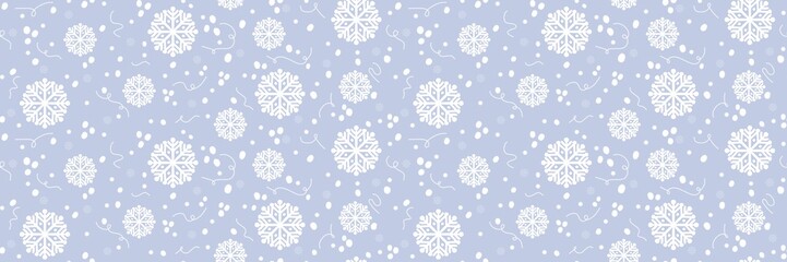 Seamless pattern with snowflakes on blue background for packaging and fabrics