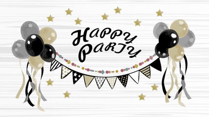 旗　ガーランド　パーティのイラスト