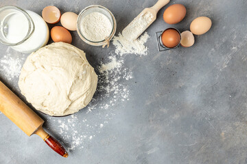 Baking Cooking Ingredients for cake on light table background. Lactose and gluten free. banner,...