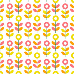 Pattern with flowers from geometric shapes. Floral vector illustration. For prints, home decor, fabric, covers,.