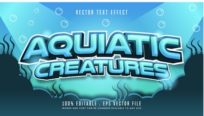 Aquatic sea 3d editable text effect font style