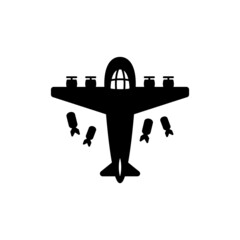 Bomber plane black vector icon on white