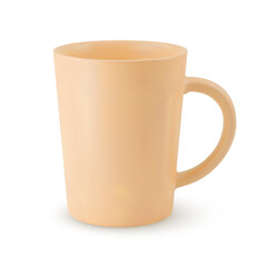 Illustration of Yellow Ceramic Coffee Cup or Tea Mug on a White Background. Isolated Mockup with Shadow Effect, and Copy Space for Your Design