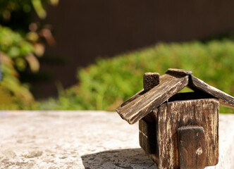 miniature toy house in the garden